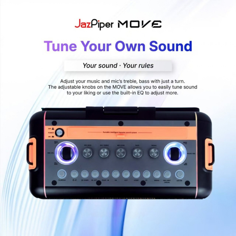 Jazpiper Move Protable Karaoke Speaker with 14.1 inch Touchscreen Display 80 watts 4 speaker build in 8800mAh Battery